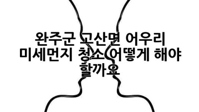 완주군 고산면 어우리 미세먼지 청소, 어떻게 해야 할까요? 🤔